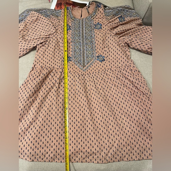 Anthropologie 100% Cotton Embroidered Tunic Mini Dress In Peach Size M - Picture 14 of 16